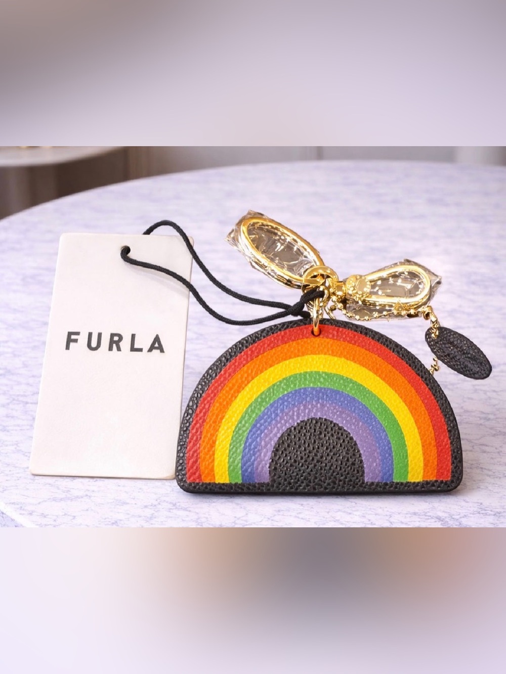 Furla Rainbow Leather Bag Charm / Keychain Brand New with Dust Bag